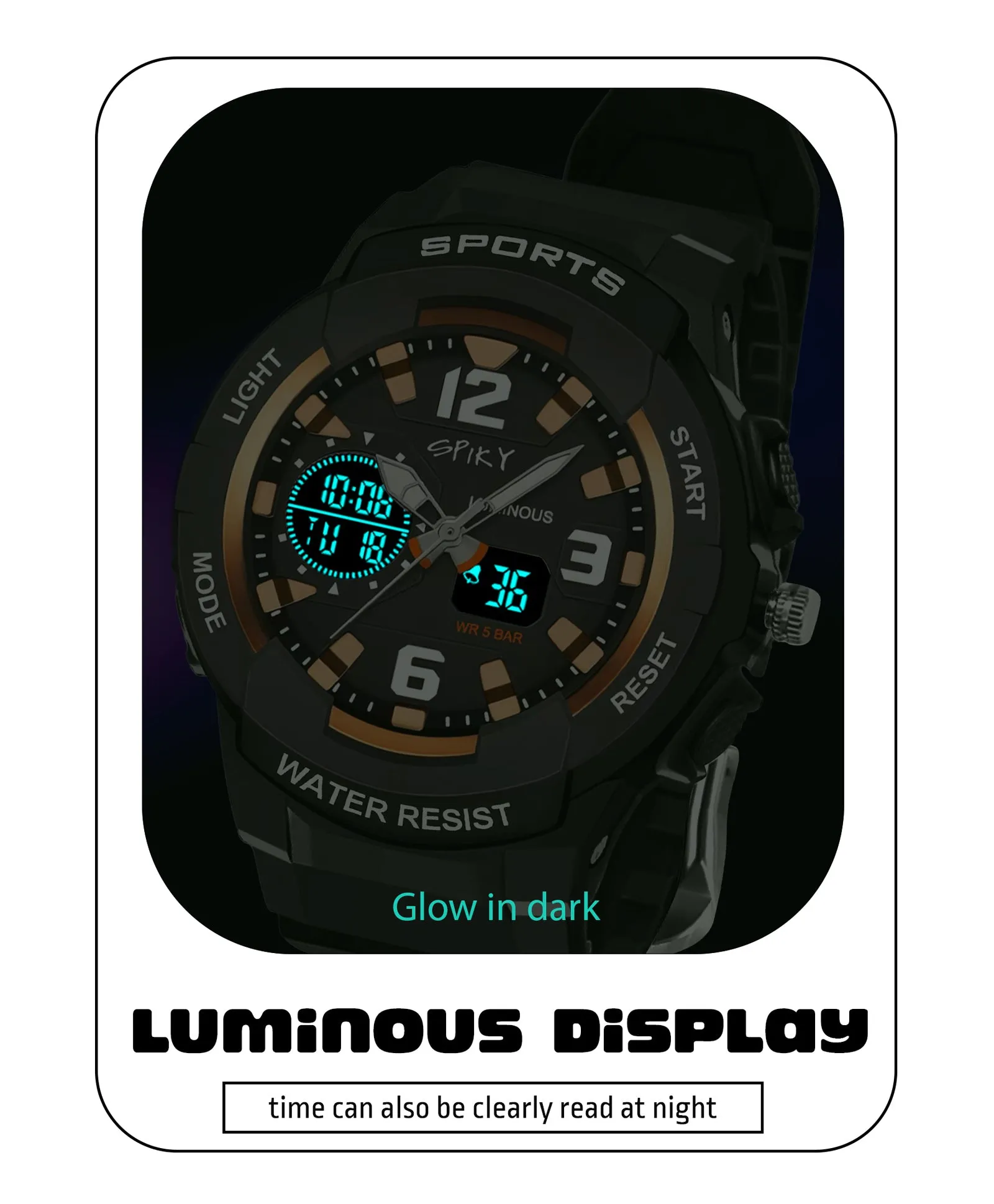 Spiky Analog & Digital Sporty Watch - Blue