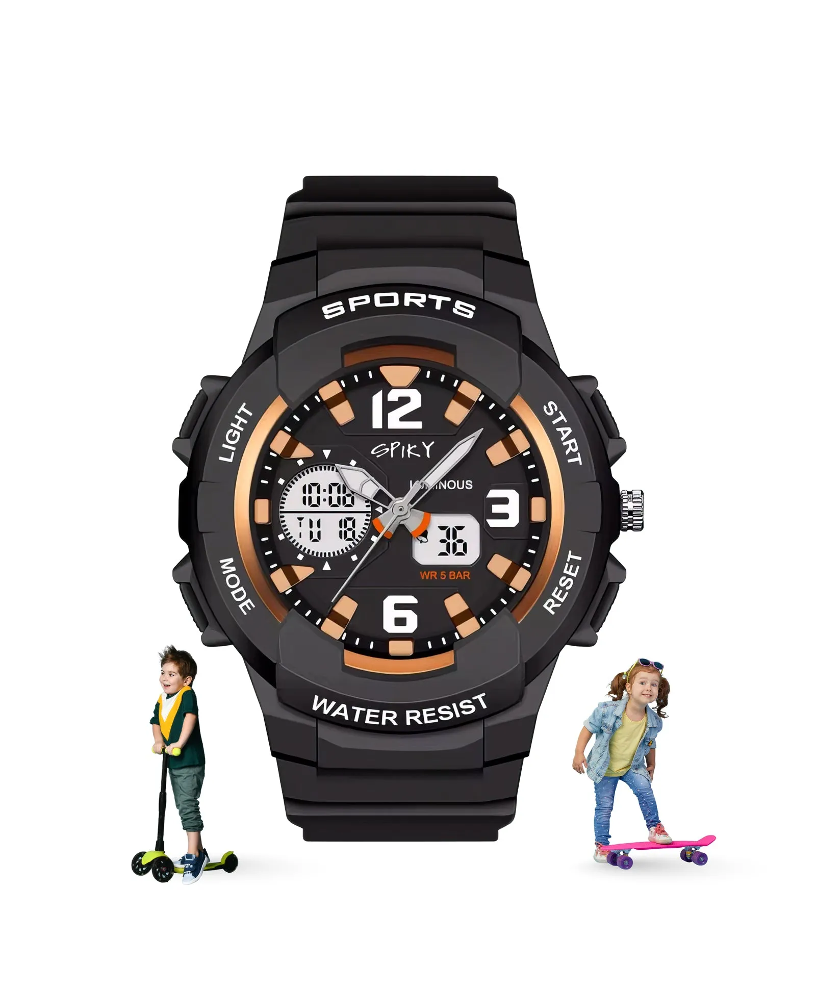 Spiky Analog & Digital Sporty Watch - Blue