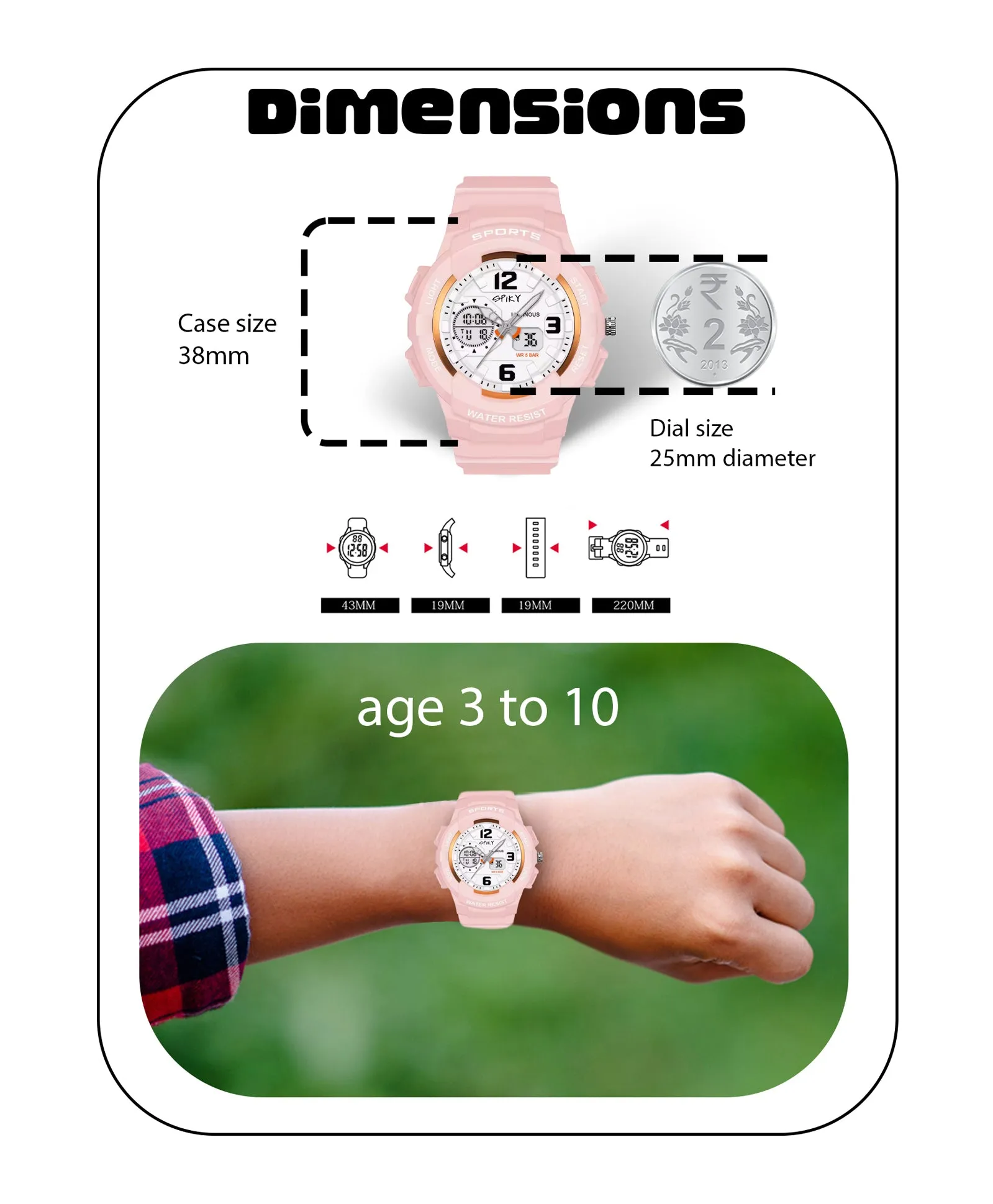 Spiky Analog & Digital Sporty Watch - Blue