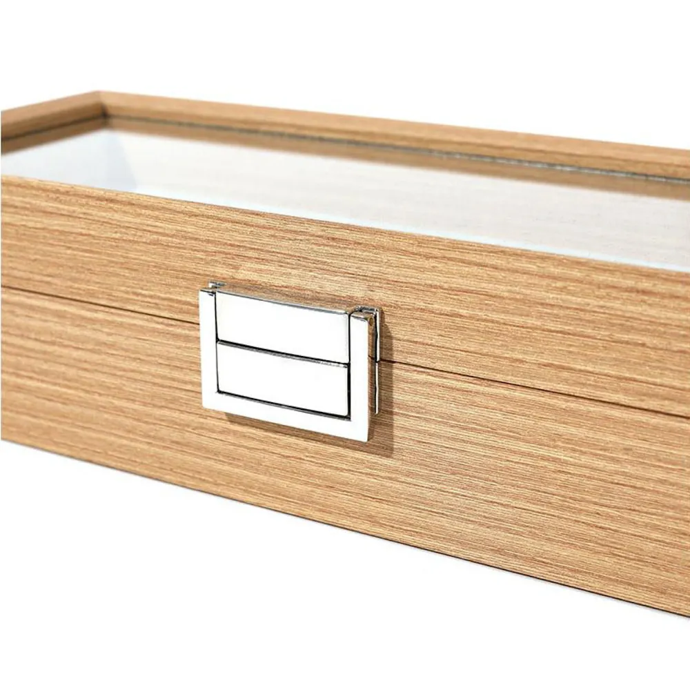 StitchesandTweed Natural Wood 6 Slot Watch Organizer Box