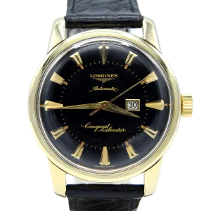 Stunning Gold capped Conquest Calendar Wristwatch Model 9007 - Dated 1959 with Original black dial
