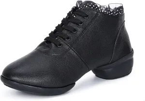 SWDZM Women's Jazz Shoes Lace-Up Dancing Walking Sneakers High Top Split Sole Modern Dance Shoes