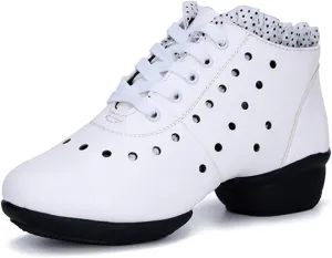 SWDZM Women's Jazz Shoes Lace-Up Dancing Walking Sneakers High Top Split Sole Modern Dance Shoes