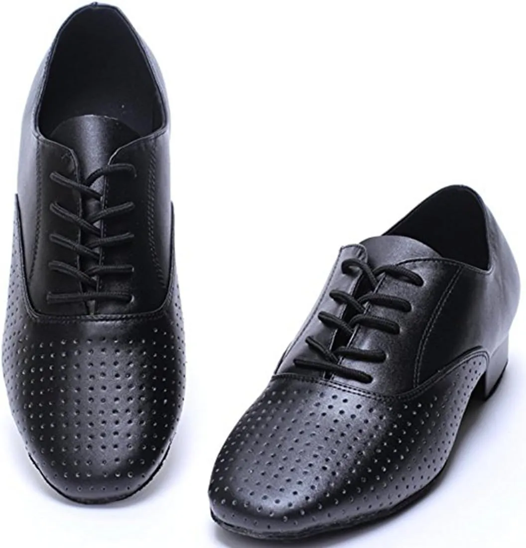 TDA Mens Round Toe Leather Modern Salsa Tango Ballroom Latin Wedding Party Dance Shoes
