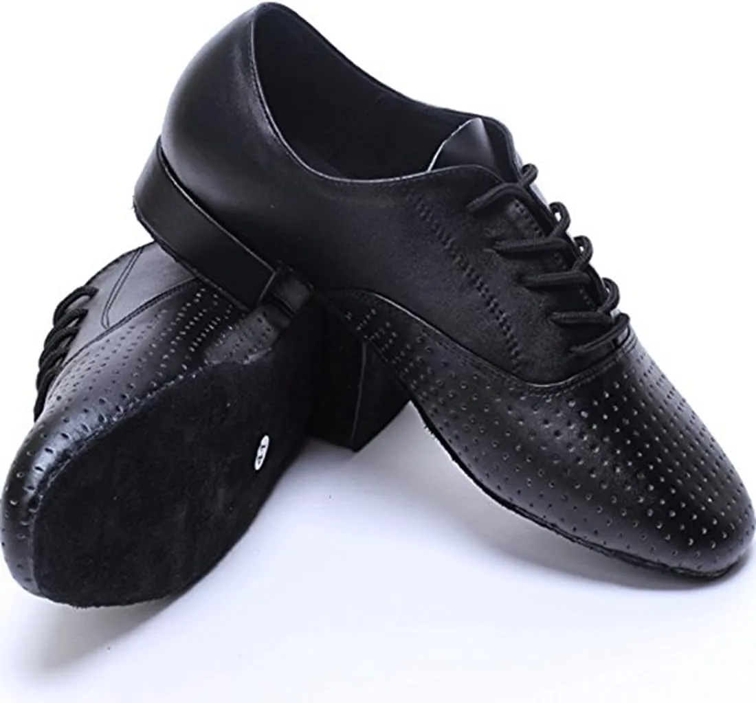 TDA Mens Round Toe Leather Modern Salsa Tango Ballroom Latin Wedding Party Dance Shoes