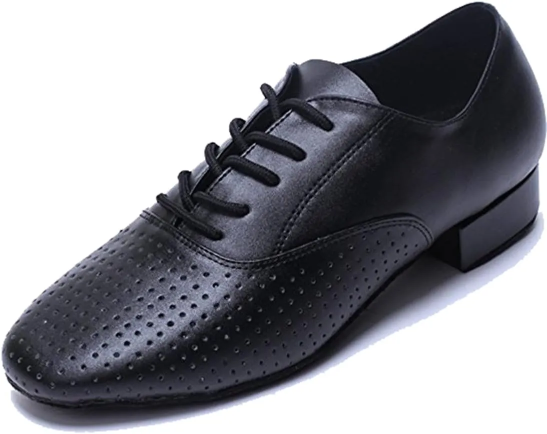 TDA Mens Round Toe Leather Modern Salsa Tango Ballroom Latin Wedding Party Dance Shoes