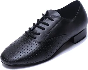 TDA Mens Round Toe Leather Modern Salsa Tango Ballroom Latin Wedding Party Dance Shoes