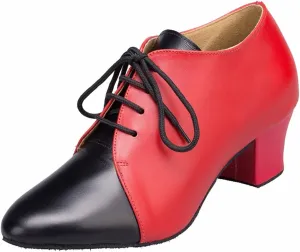 TDA Women's Comfort Low Heel Lace-up Leather Salsa Tango Ballroom Latin Modern Dance Wedding Shoes