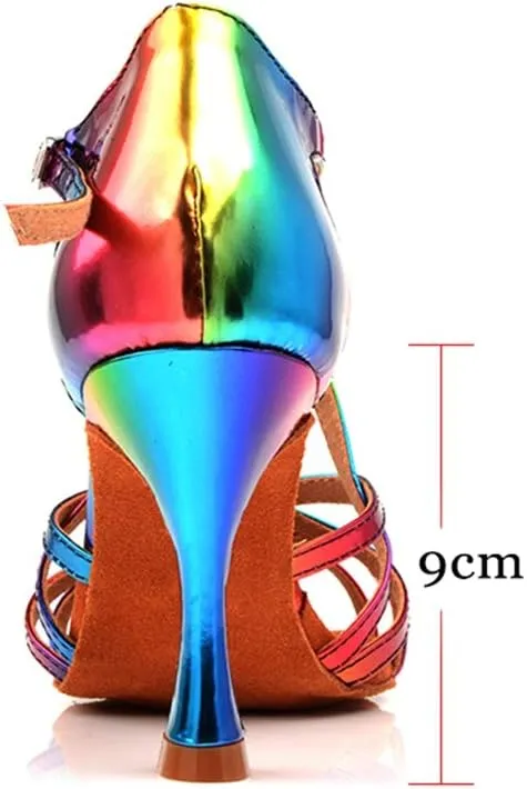 TDA Women's Cross Strap Flared Heel Synthetic Salsa Chacha Character Latin Modern Dance Shoes