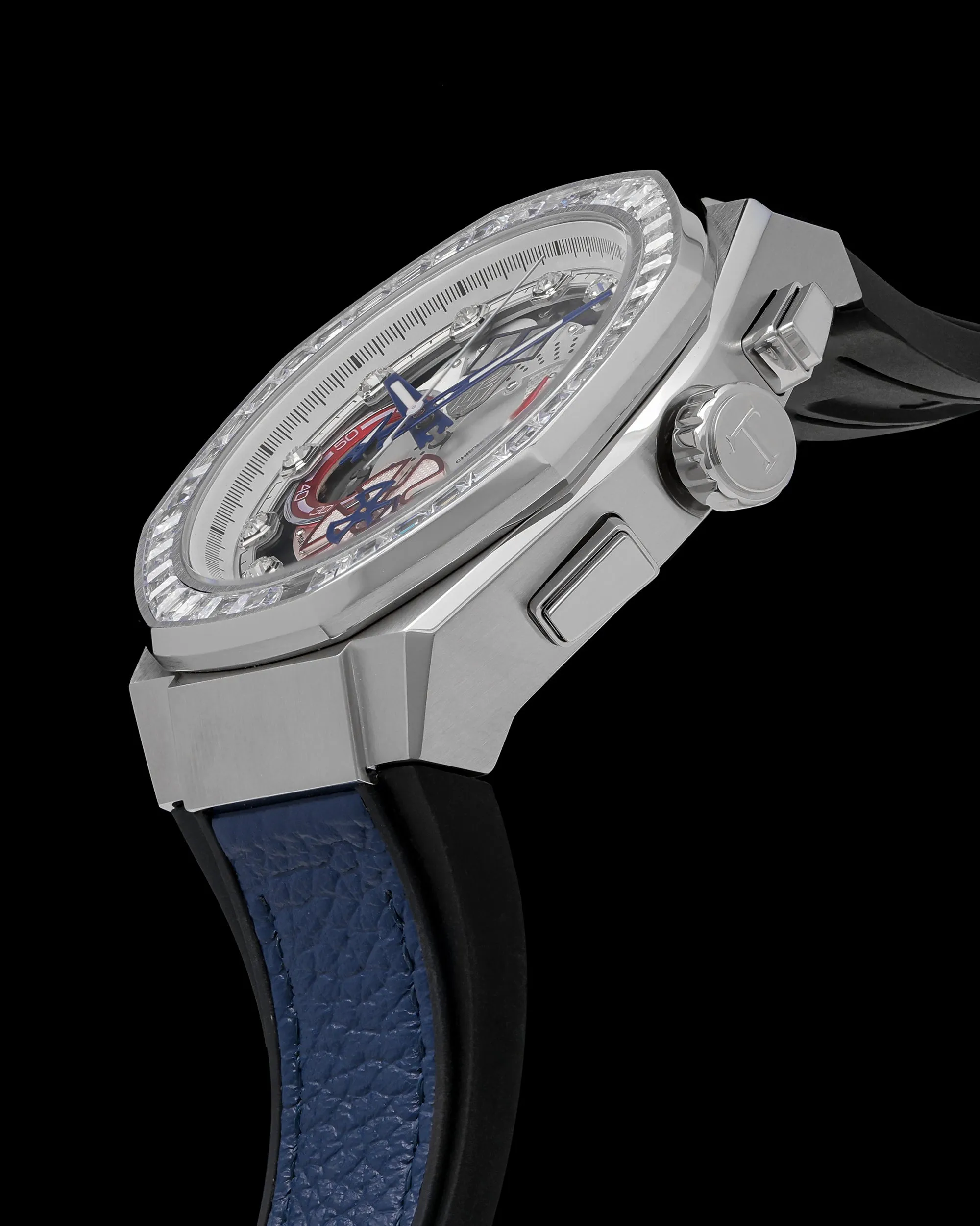 Transformer Optimus Prime TQ023M-D2 (Silver/White) with White Crystal (Blue Leather with Silicone Strap)