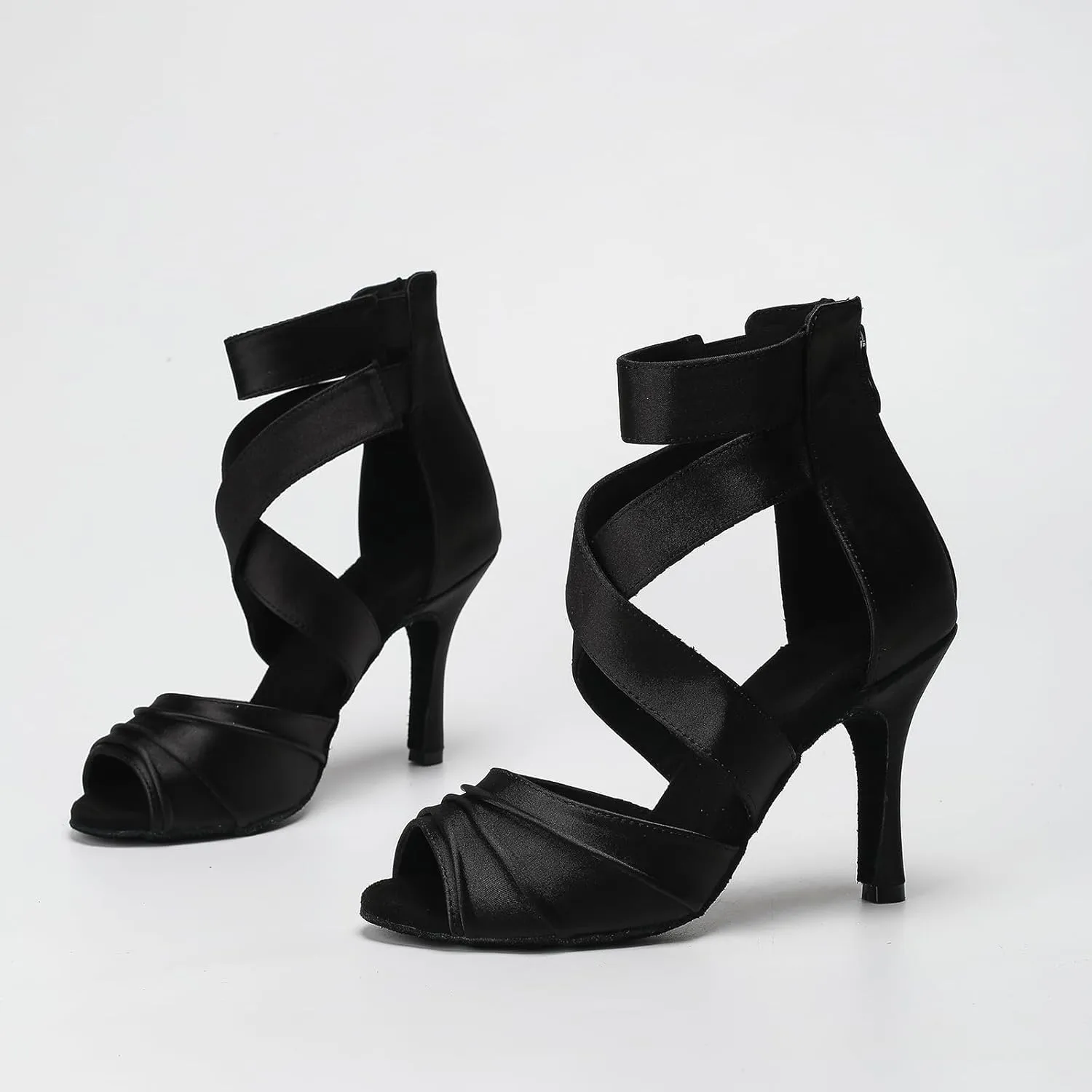 Women Ballroom Dance Shoes Modern Fashion Hollow Lace-Up High Heel Sandals Practice Performance Shoes