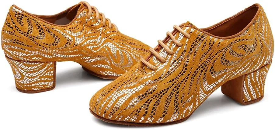 Women Latin Dance Shoes Ballroom Lace-up Practice Social Dance Modern Salsa Dancing Shoes