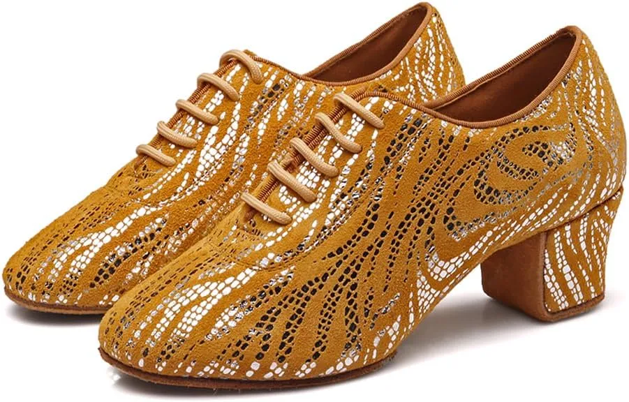Women Latin Dance Shoes Ballroom Lace-up Practice Social Dance Modern Salsa Dancing Shoes