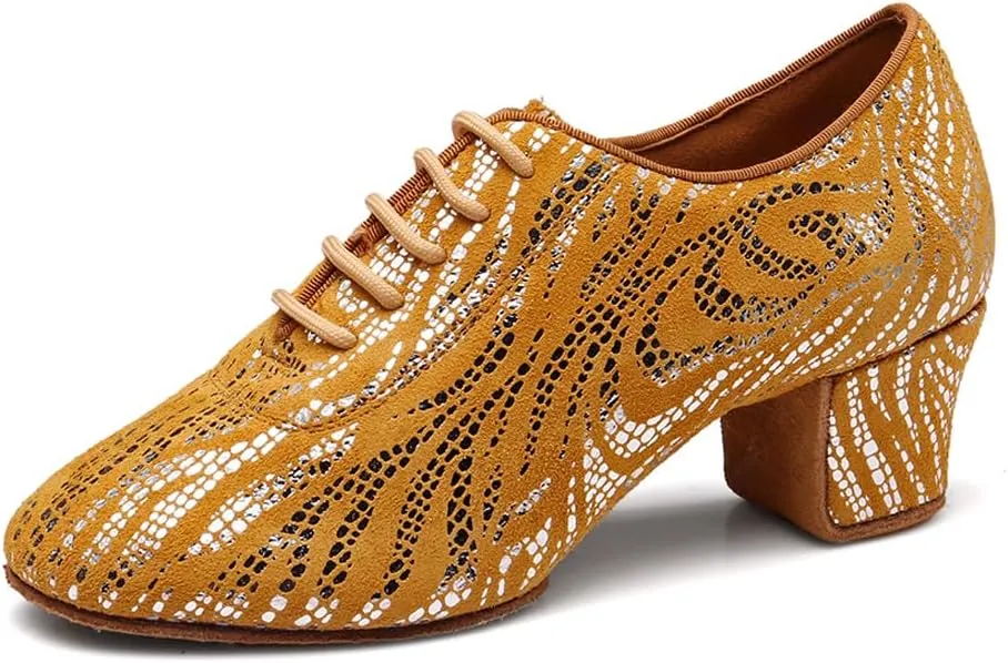Women Latin Dance Shoes Ballroom Lace-up Practice Social Dance Modern Salsa Dancing Shoes