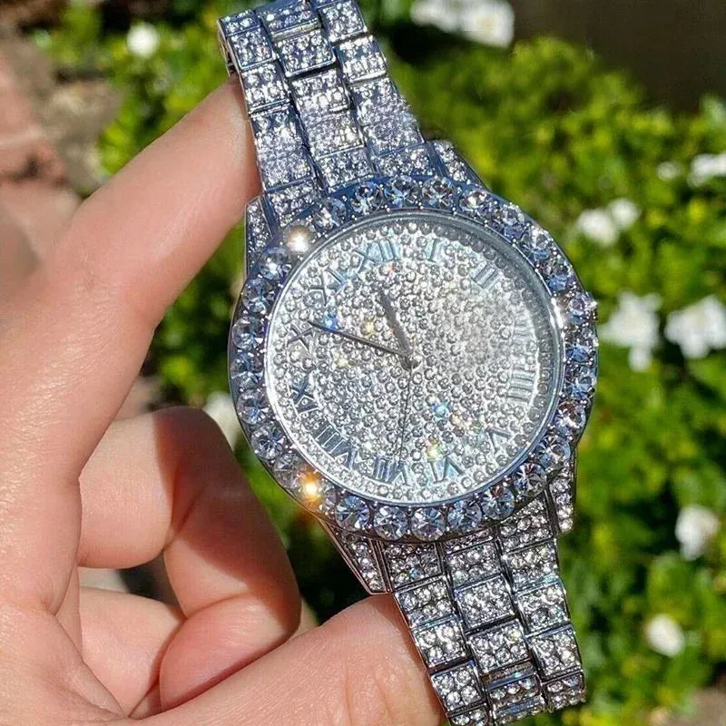 Women Luxury Shiny Diamond Watch Full Steel Adjustable Bling