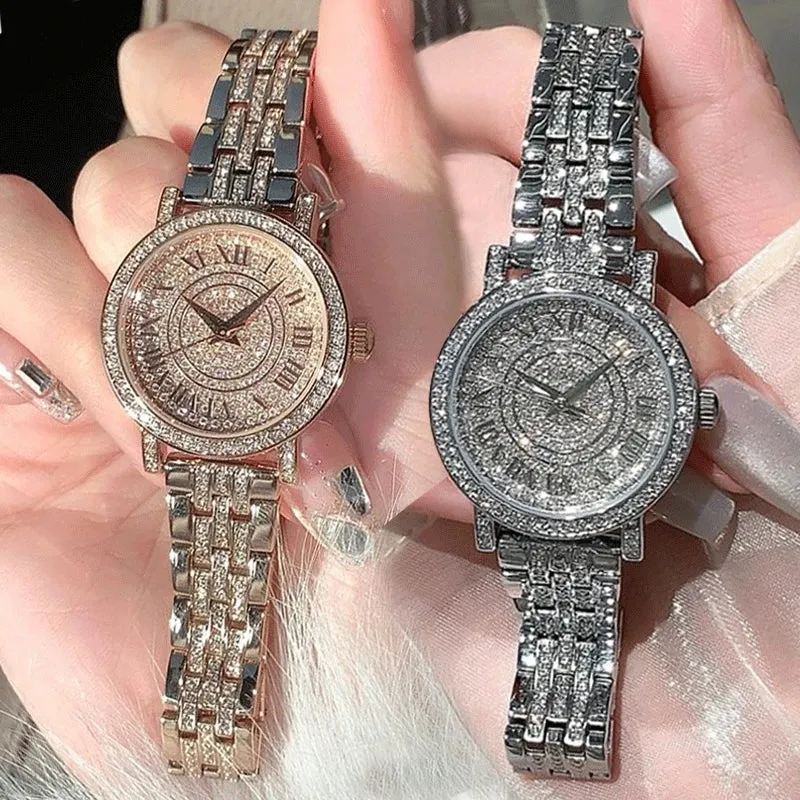 Women Luxury Shiny Diamond Watch Full Steel Adjustable Bling