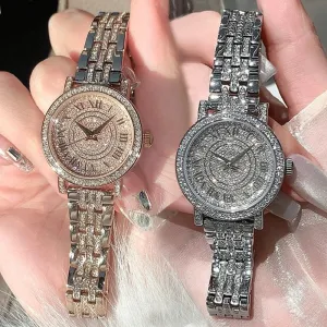 Women Luxury Shiny Diamond Watch Full Steel Adjustable Bling