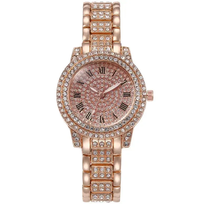 Women Luxury Shiny Diamond Watch Full Steel Adjustable Bling
