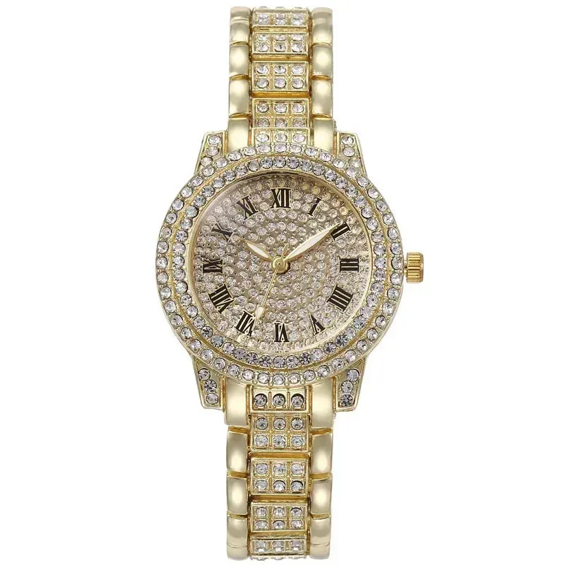 Women Luxury Shiny Diamond Watch Full Steel Adjustable Bling