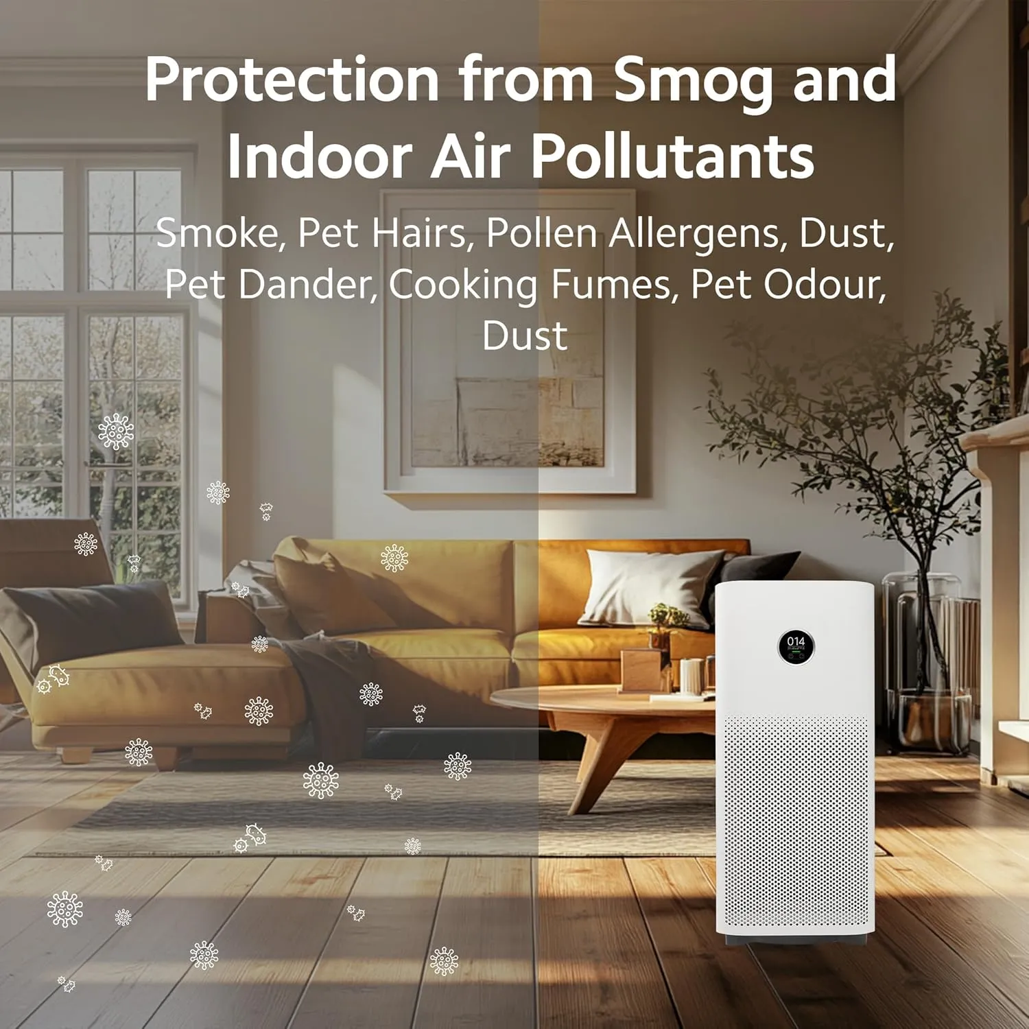 Xiaomi 4 Smart Air Purifier, Negative Air Ionizer, True HEPA Filter, traps 99.99% Viruses, covers up to 516 Sq Ft., Fast Purification in 7 Mins, Smart App Control, Alexa and GA