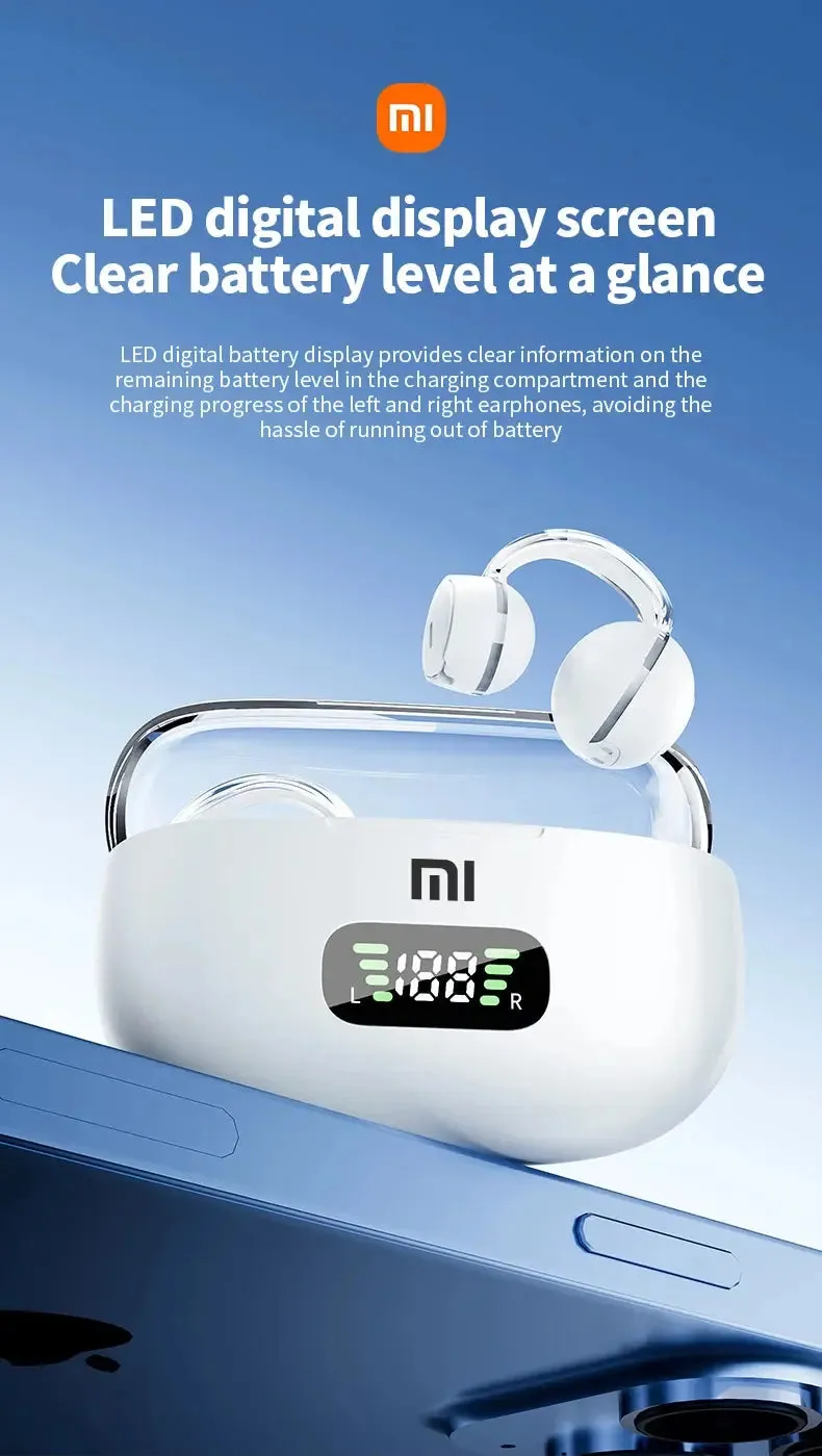 XIAOMI S39 Ear Clip ENC Headset Wireless Bluetooth5.4 Headphone LED Digital Display Sport Running Earphone For Android iOS