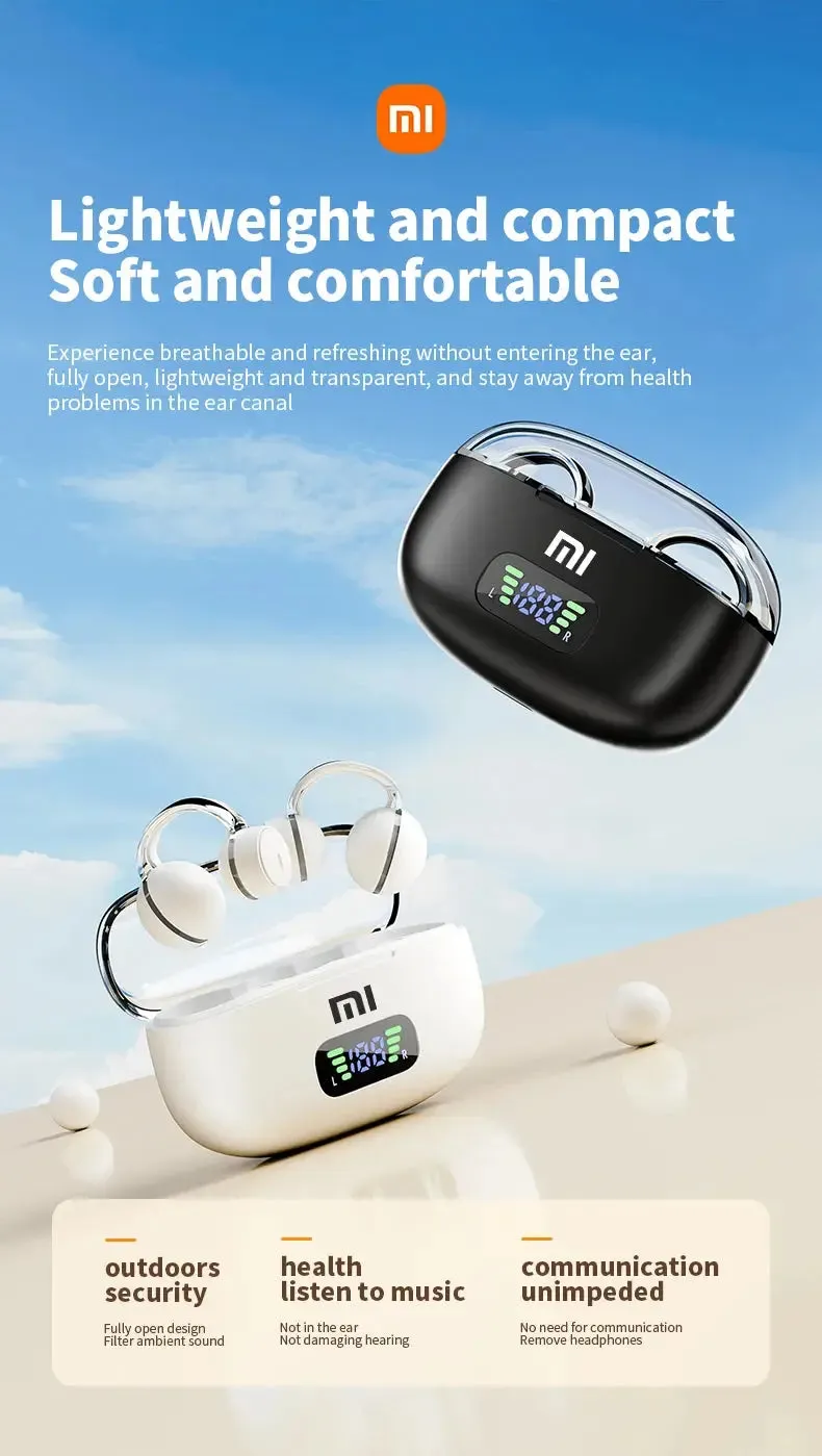 XIAOMI S39 Ear Clip ENC Headset Wireless Bluetooth5.4 Headphone LED Digital Display Sport Running Earphone For Android iOS