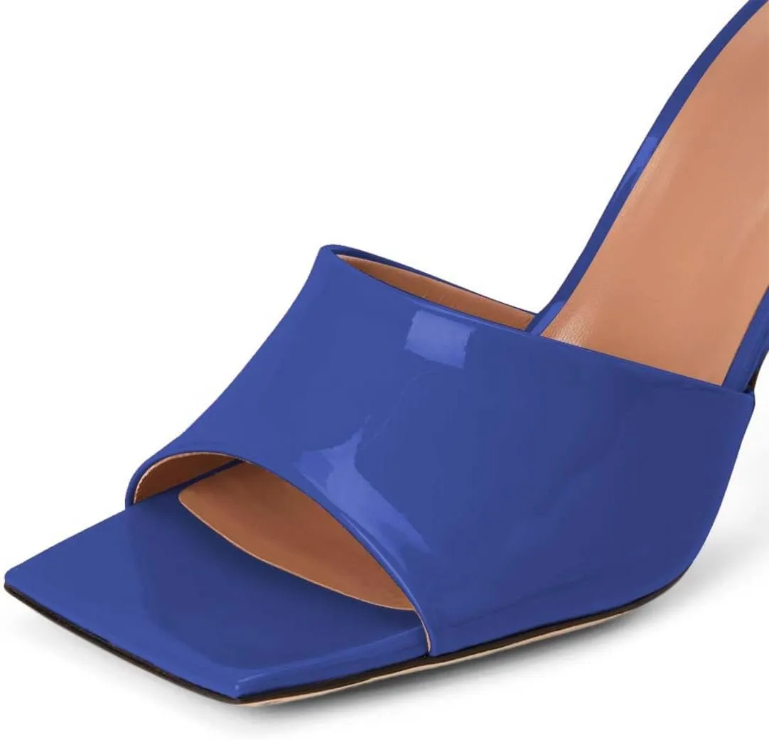 XYD Women's Clear High Block Heels Mules Open Square Toe Slip On Comfort Sexy Dress Pumps Sandals Evening Party Prom Shoes